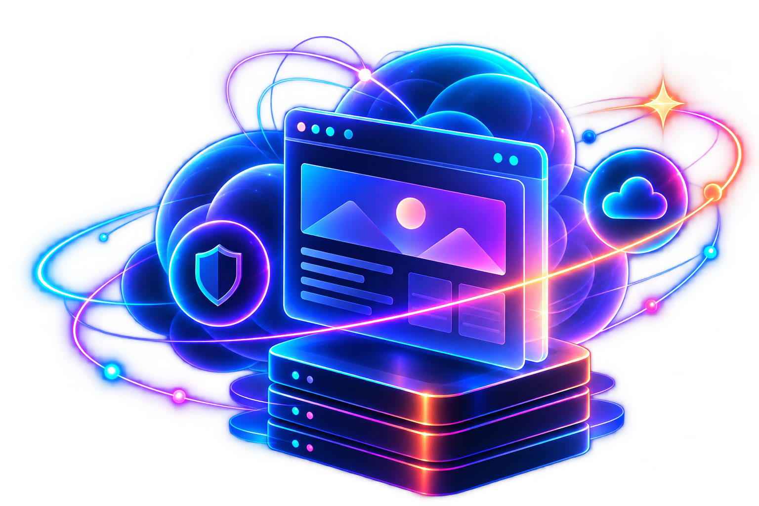 Neon managed hosting illustration
