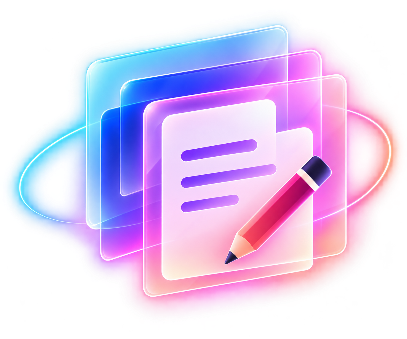 Layered glowing content edit illustration