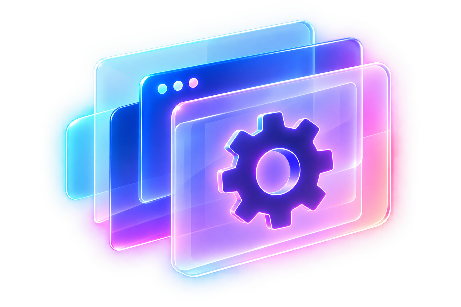Layered glowing gear illustration for ongoing website management